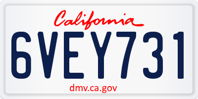 CA license plate 6VEY731