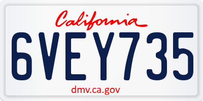 CA license plate 6VEY735