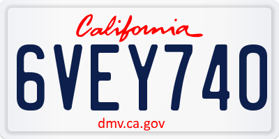 CA license plate 6VEY740