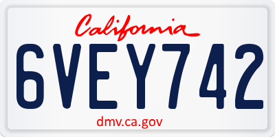 CA license plate 6VEY742