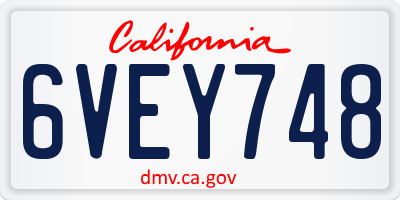 CA license plate 6VEY748