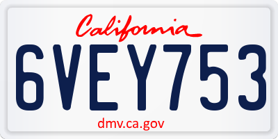 CA license plate 6VEY753