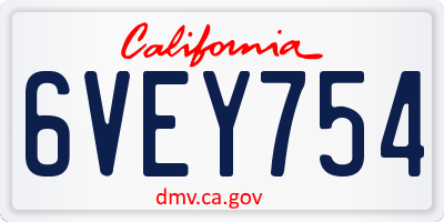CA license plate 6VEY754