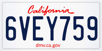 CA license plate 6VEY759
