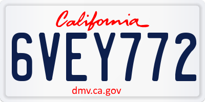 CA license plate 6VEY772
