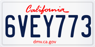 CA license plate 6VEY773