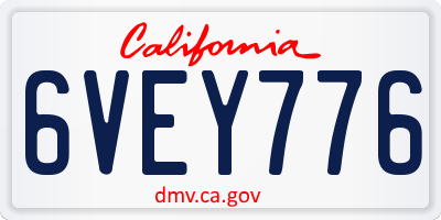 CA license plate 6VEY776