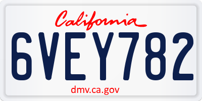 CA license plate 6VEY782