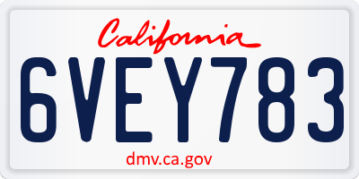 CA license plate 6VEY783