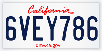 CA license plate 6VEY786