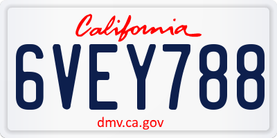 CA license plate 6VEY788