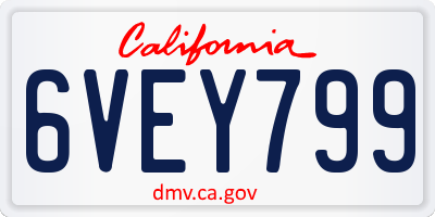 CA license plate 6VEY799