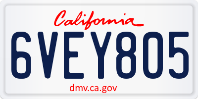 CA license plate 6VEY805