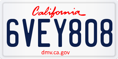 CA license plate 6VEY808