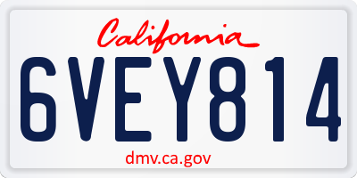 CA license plate 6VEY814
