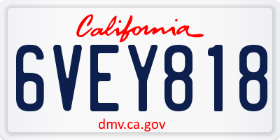 CA license plate 6VEY818