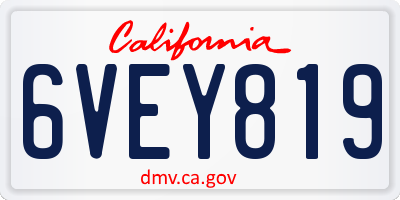 CA license plate 6VEY819