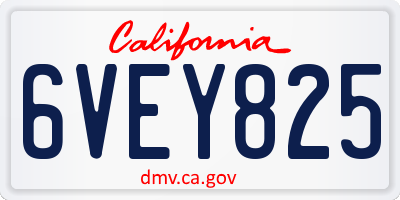 CA license plate 6VEY825