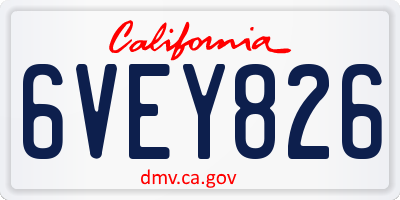 CA license plate 6VEY826