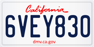 CA license plate 6VEY830