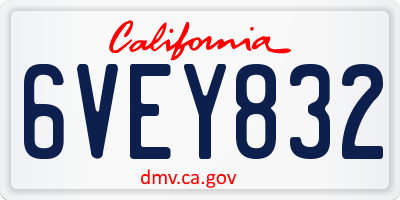 CA license plate 6VEY832
