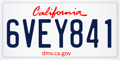 CA license plate 6VEY841
