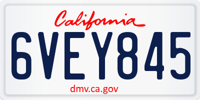 CA license plate 6VEY845