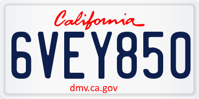 CA license plate 6VEY850