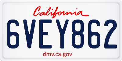 CA license plate 6VEY862