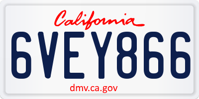 CA license plate 6VEY866