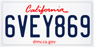 CA license plate 6VEY869