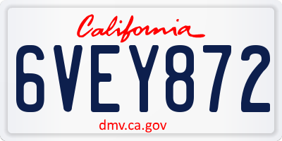 CA license plate 6VEY872