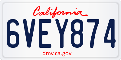 CA license plate 6VEY874