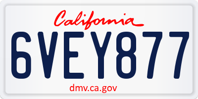 CA license plate 6VEY877