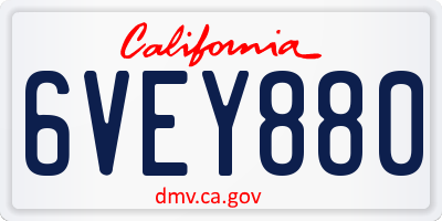 CA license plate 6VEY880
