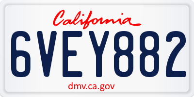 CA license plate 6VEY882