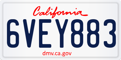 CA license plate 6VEY883