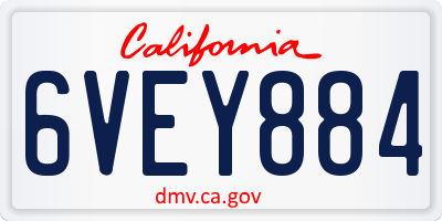 CA license plate 6VEY884