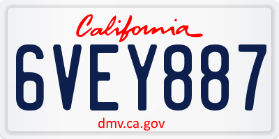 CA license plate 6VEY887