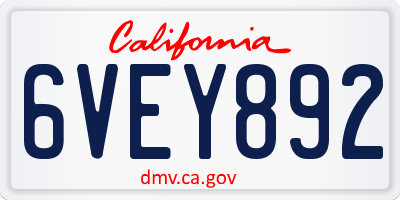CA license plate 6VEY892