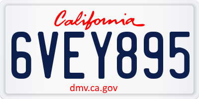 CA license plate 6VEY895