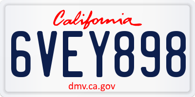 CA license plate 6VEY898