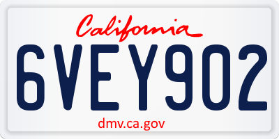 CA license plate 6VEY902