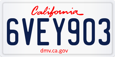 CA license plate 6VEY903