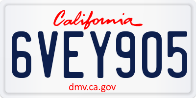 CA license plate 6VEY905