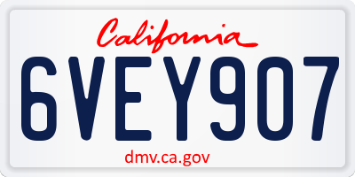 CA license plate 6VEY907