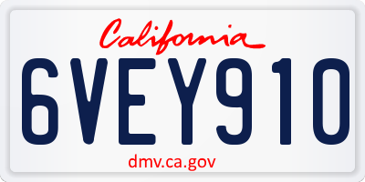 CA license plate 6VEY910