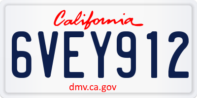 CA license plate 6VEY912