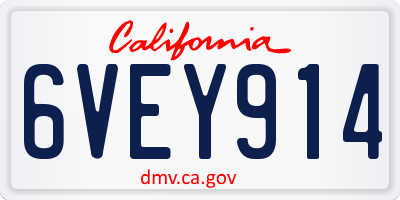 CA license plate 6VEY914