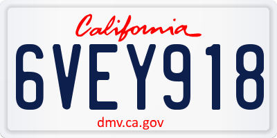 CA license plate 6VEY918